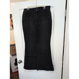 INC International Concepts Womens Size 18/34 High-Rise Flare Jeans in Black